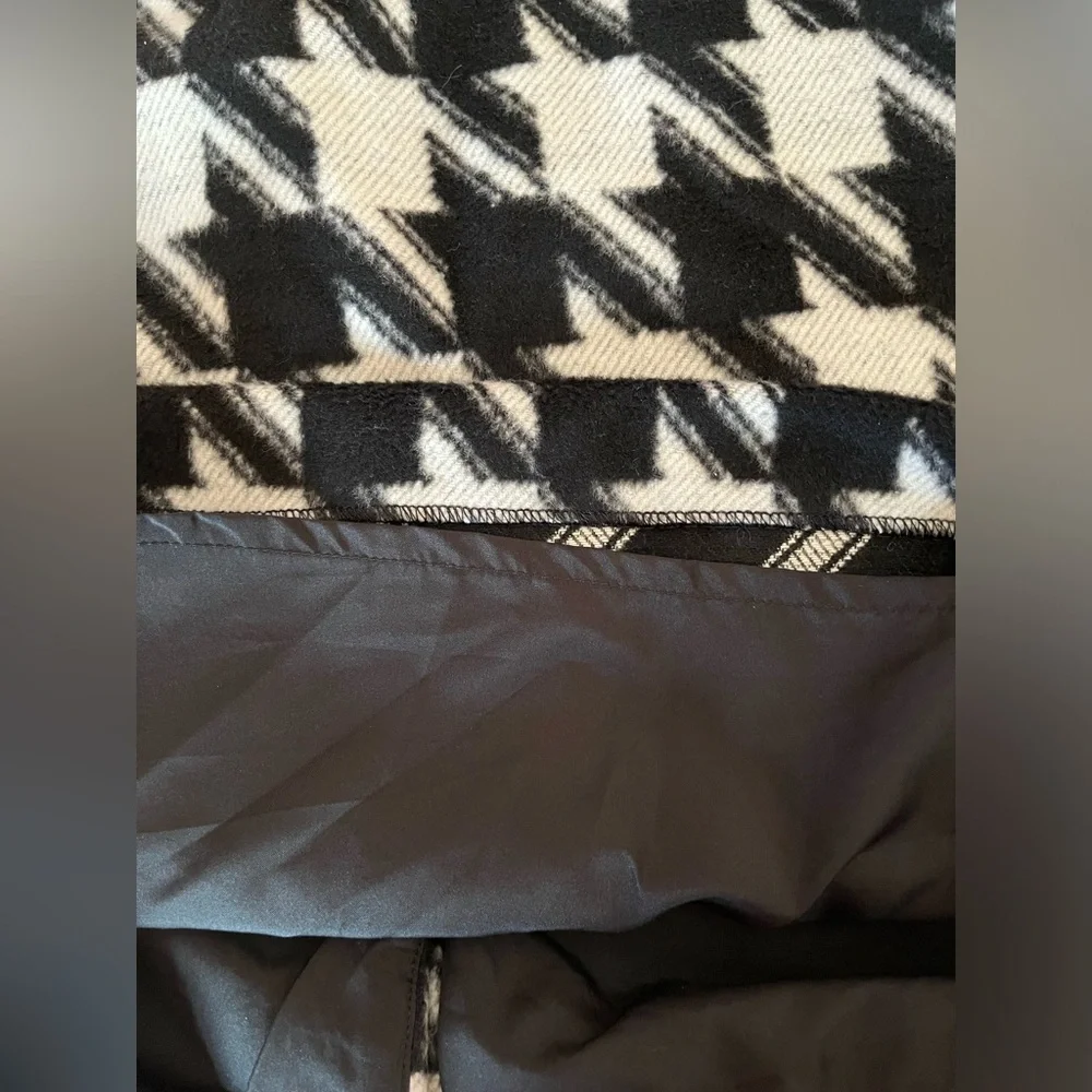 AMANDA + CHELSEA Wool Blend Black/ Off White Checked Houndstooth Skirt 12